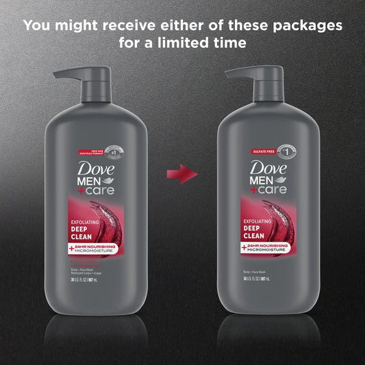 Men+Care Exfoliating Deep Clean Face & Body Wash for Men, Citrus + Cedarwood, 30 Oz