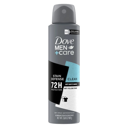 Stain Defense Long Lasting Men'S Antiperspirant Deodorant Dry Spray, Clean, 3.8 Oz