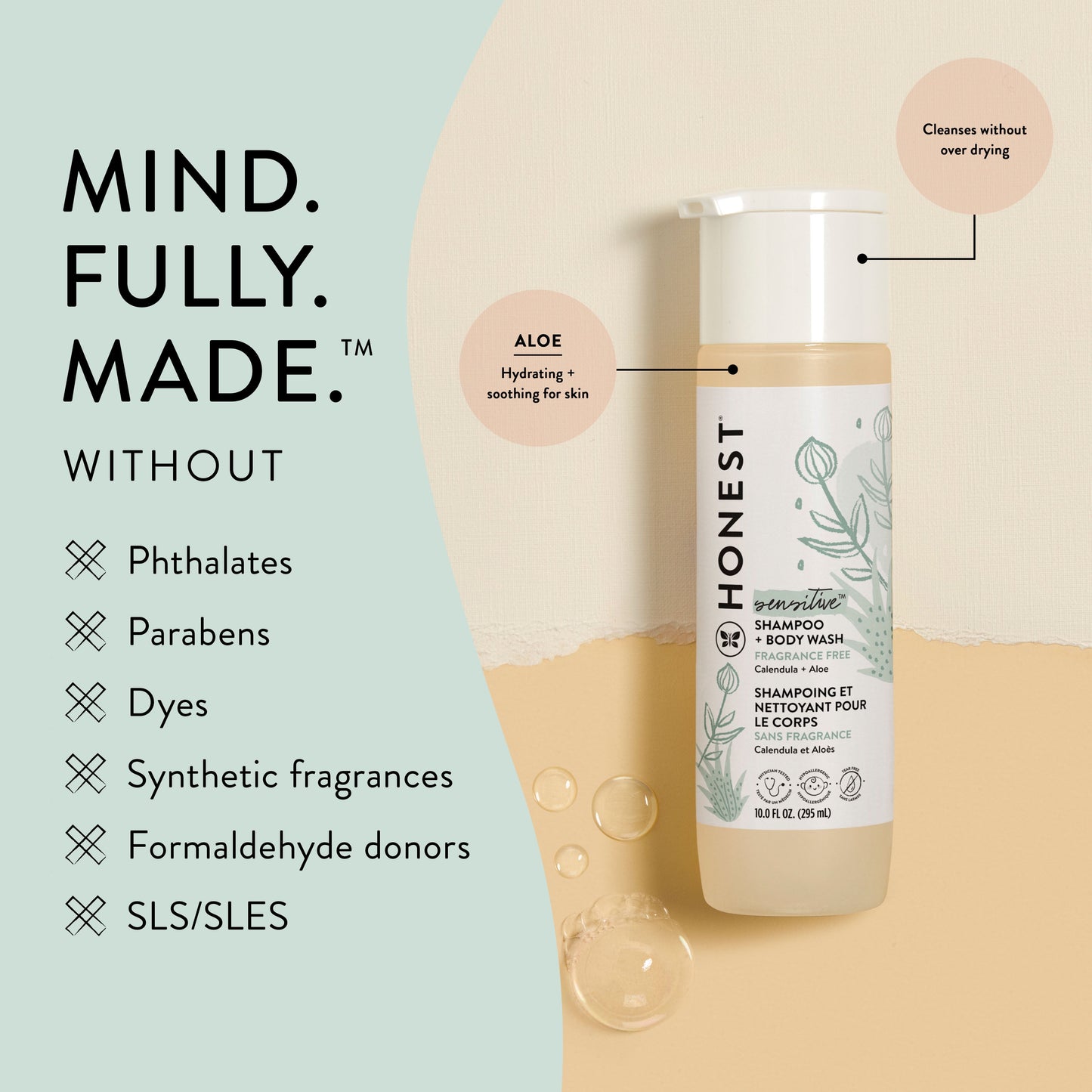 The  Company Sensitive 2-In-1 Shampoo and Body Wash, Fragrance Free, 10 Fl Oz