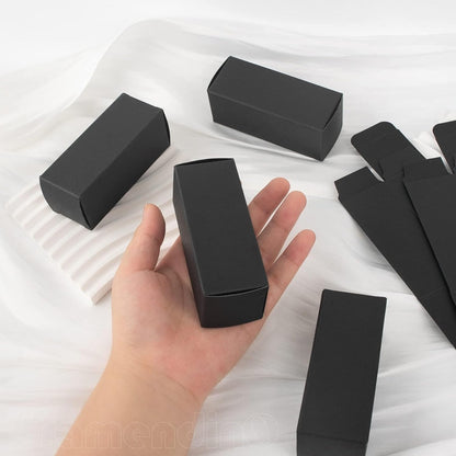 , 50 Pack Black Kraft Paper Lipstick Boxes Rectangle Lipstick Bottle Boxes Reusable Lip Balm Packaging Cases Gift Wrapping Box for DIY Gift Packaging (3.54X1.41X1.41)