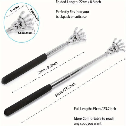 Portable Stainless Steel Telescopic Back Scratcher Extendable Scratcher Back Massager Tool for Blood Circulation Relax Health