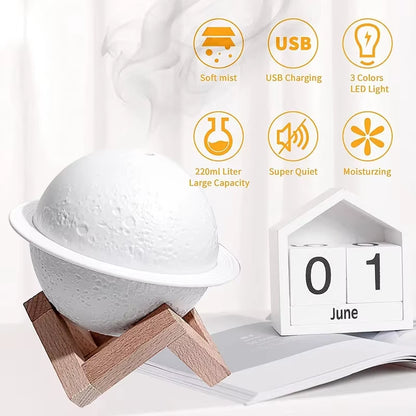 3D Air Humidifier 200Ml Diffuser Ultrasonic Mini Air Humidifier Usb Fogger Mist Maker with Led Light