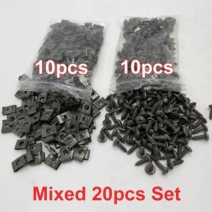 Self Tapping Screws Metal Fastener Clip for Car Motorcycle U-Type Clip with Screw Anti-Rust Protection Clip Screw Iron Sheet Kit
