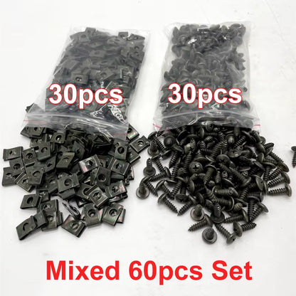 Self Tapping Screws Metal Fastener Clip for Car Motorcycle U-Type Clip with Screw Anti-Rust Protection Clip Screw Iron Sheet Kit